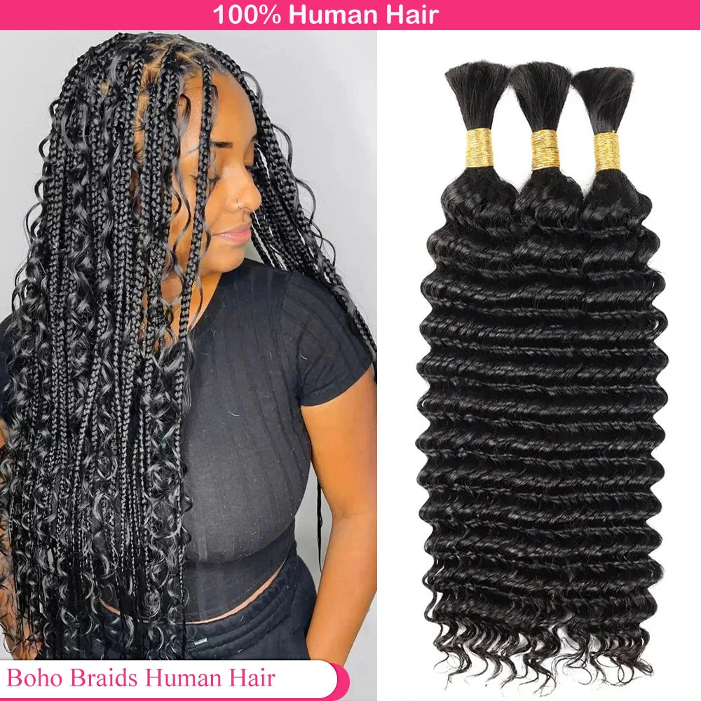 Bulk Deep Wave Human Hair Extensions