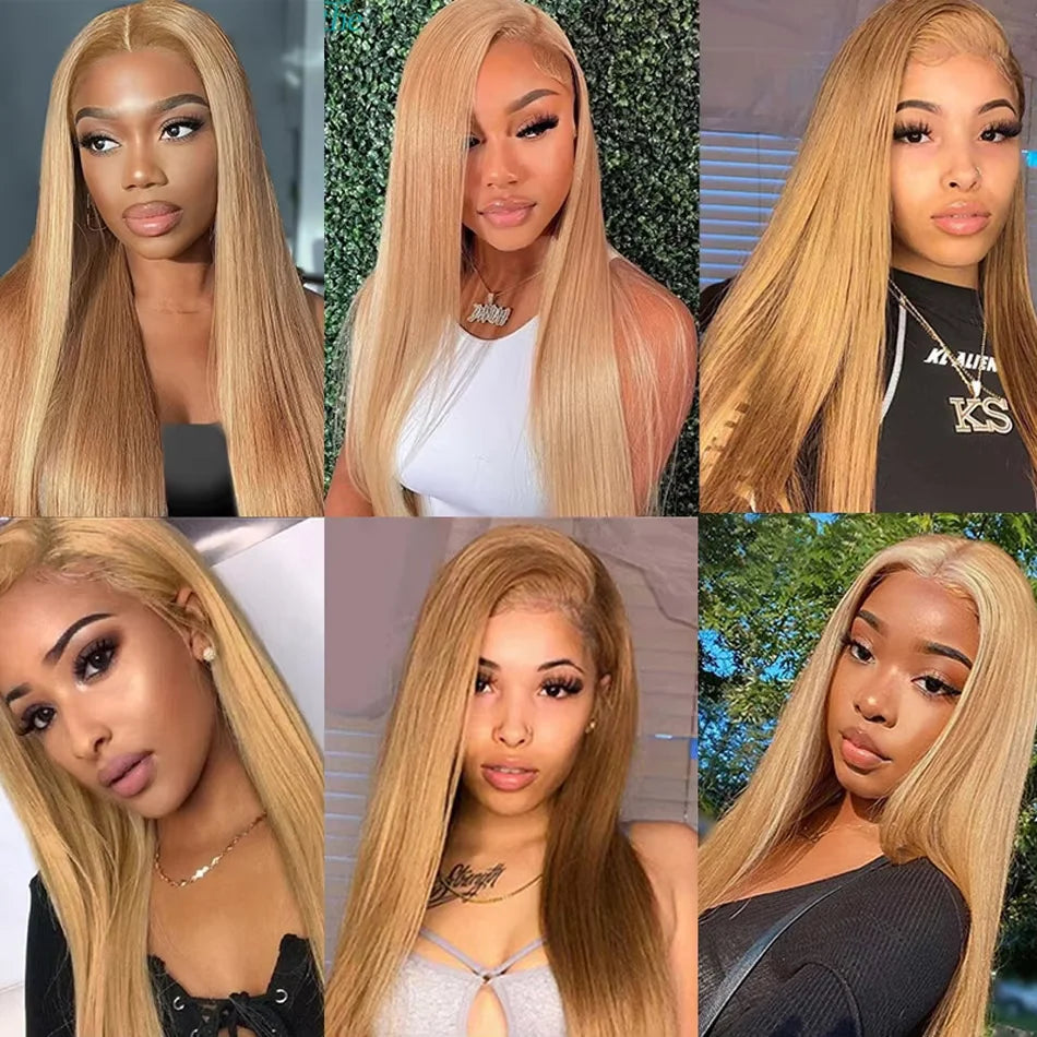 Honey Blonde Bone Straight Wig – HD Lace Front