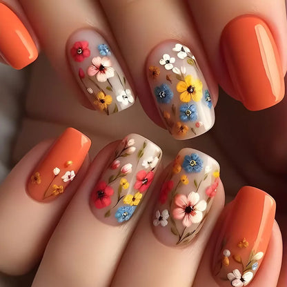 Spring Floral Press Nails