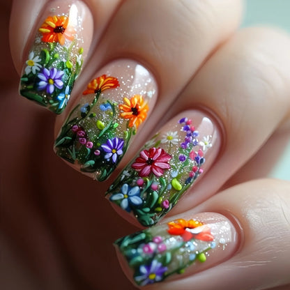 Spring Floral Press Nails