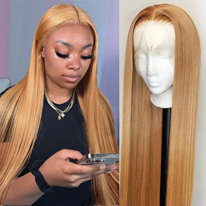 Honey Blonde Bone Straight Wig – HD Lace Front