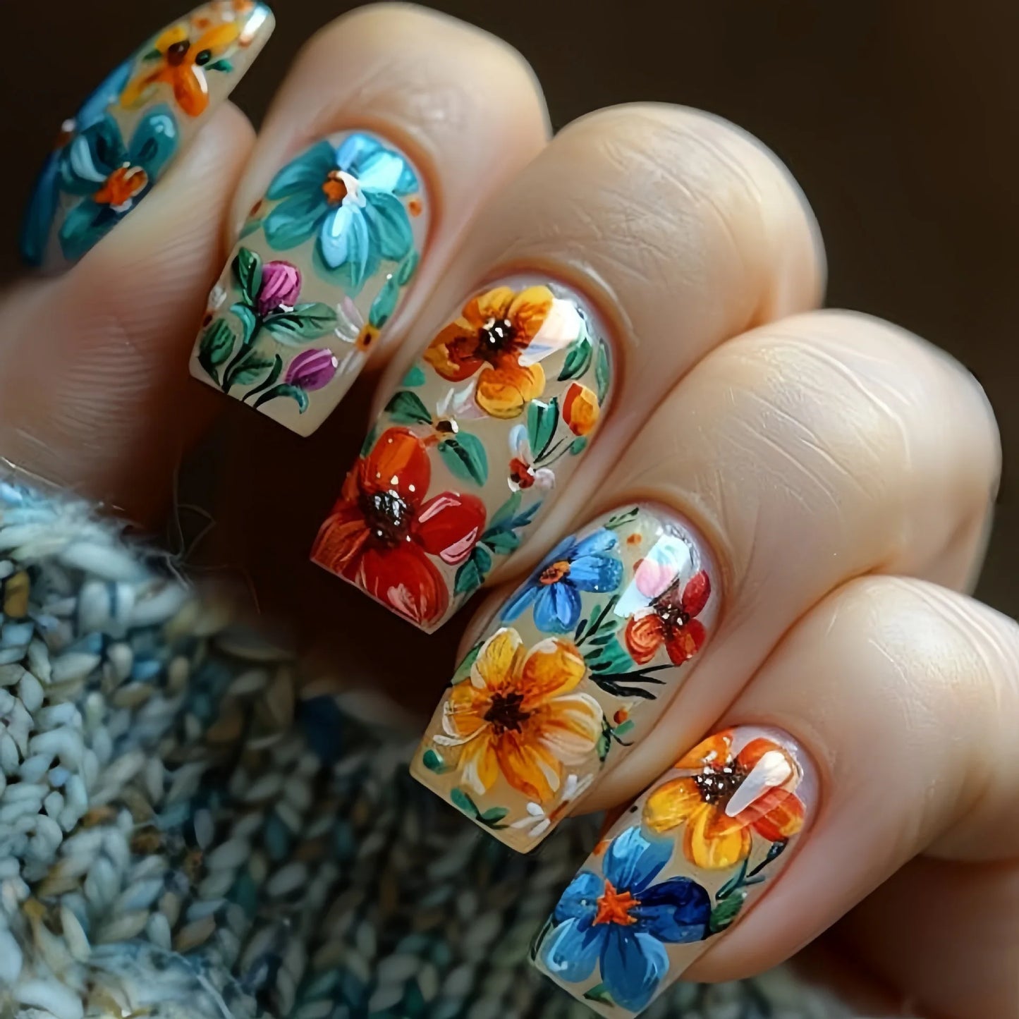 Spring Floral Press Nails