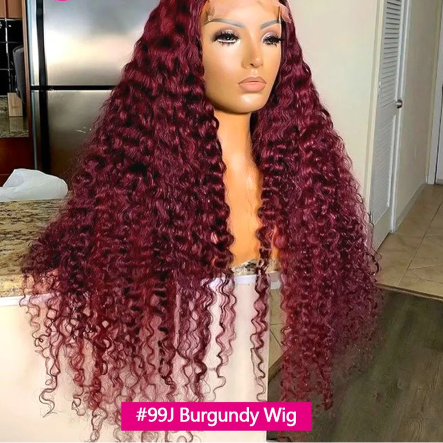 Curly Burgundy HD Lace Frontal Wig