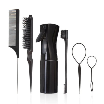 6-Piece Hair Styling Kit – Brushes, Comb & Spray Bottle