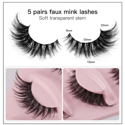 5 Pairs Cat Eye Faux Mink Lashes