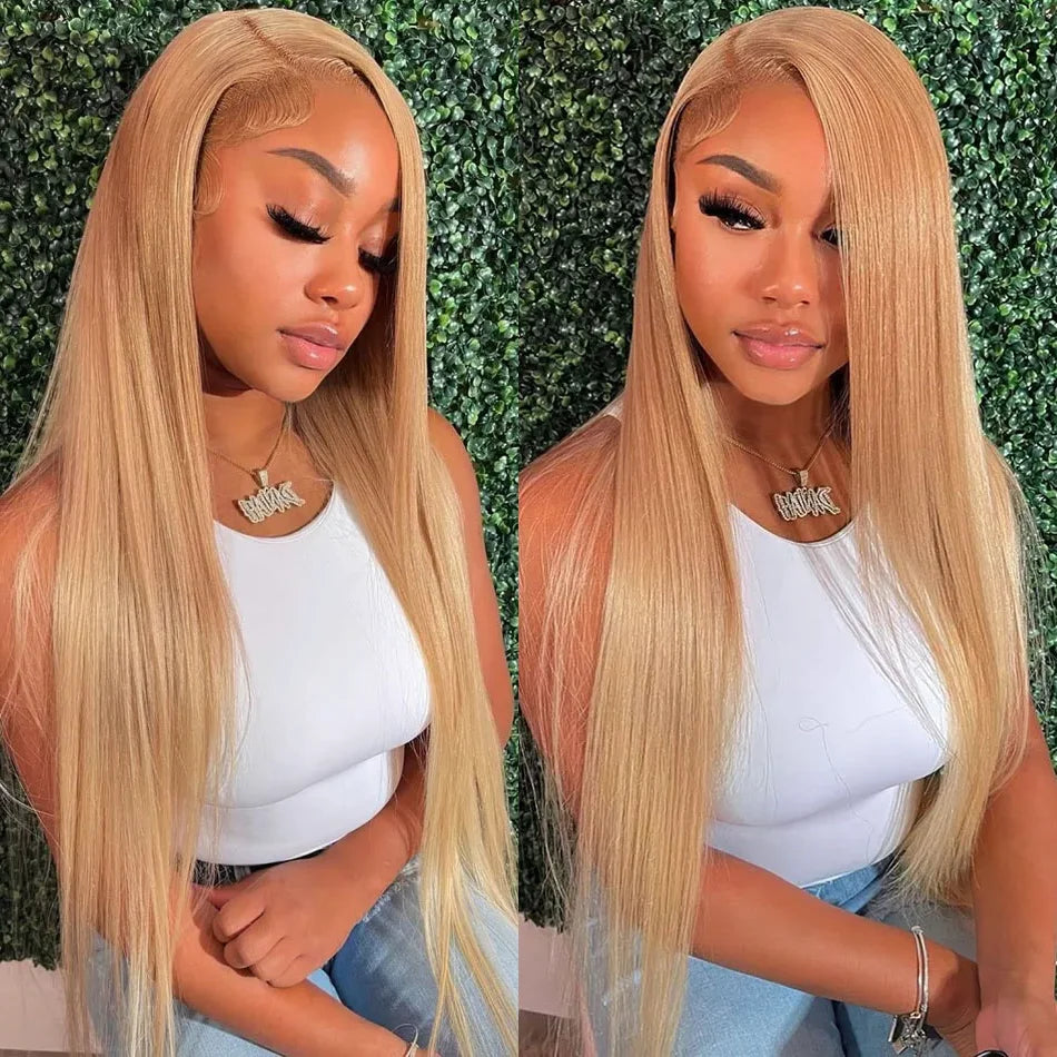 Honey Blonde Bone Straight Wig – HD Lace Front