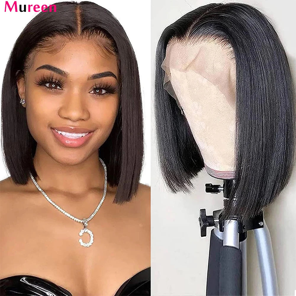 250% Density Straight Bob Wig – Transparent Lace Front, Mureen Hair