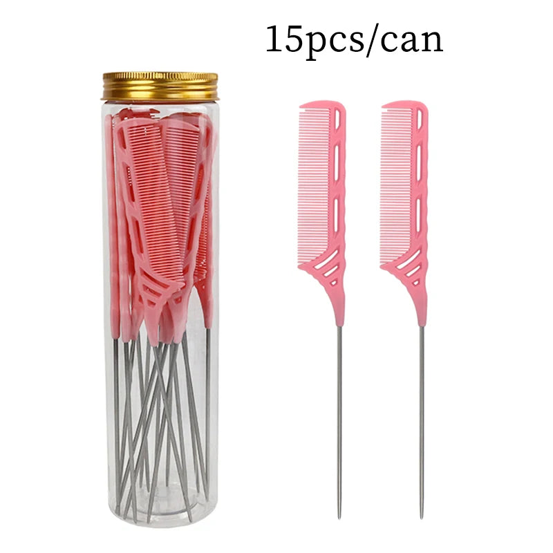 15pcs Candy Color Rat Tail Comb Set