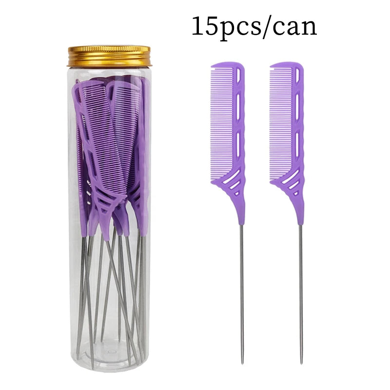 15pcs Candy Color Rat Tail Comb Set