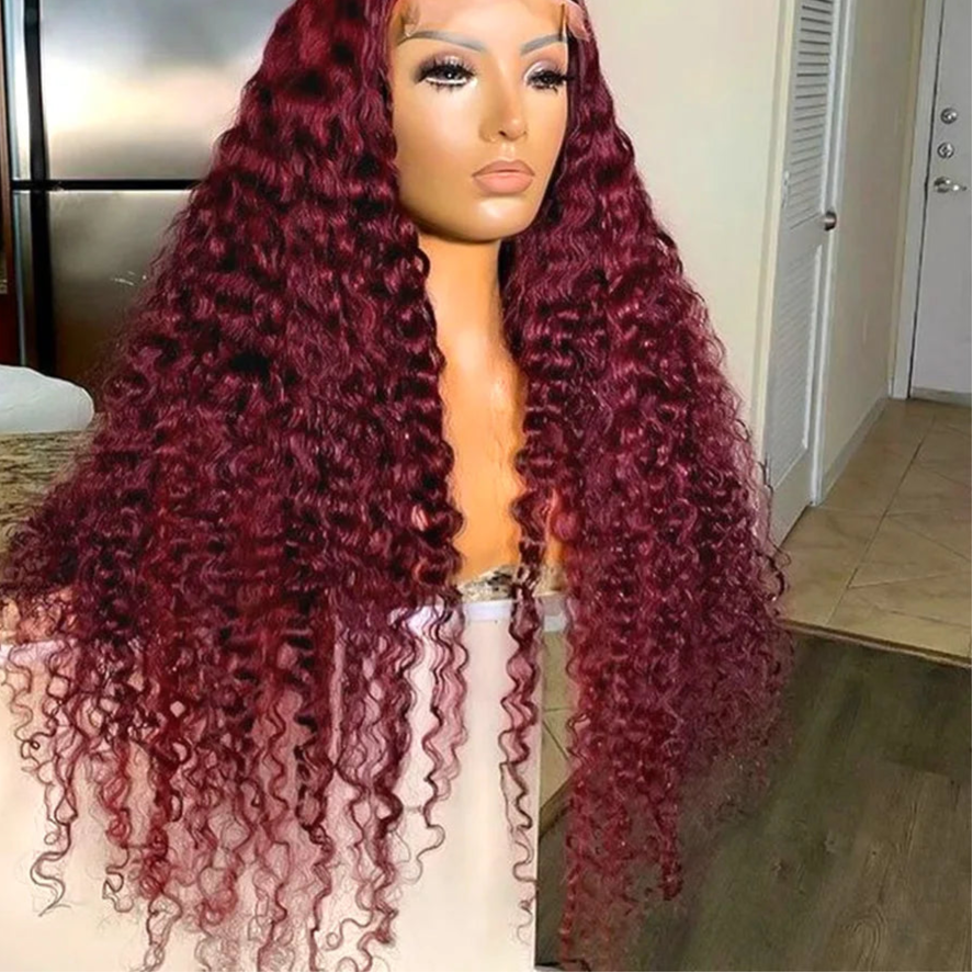 Curly Burgundy HD Lace Frontal Wig