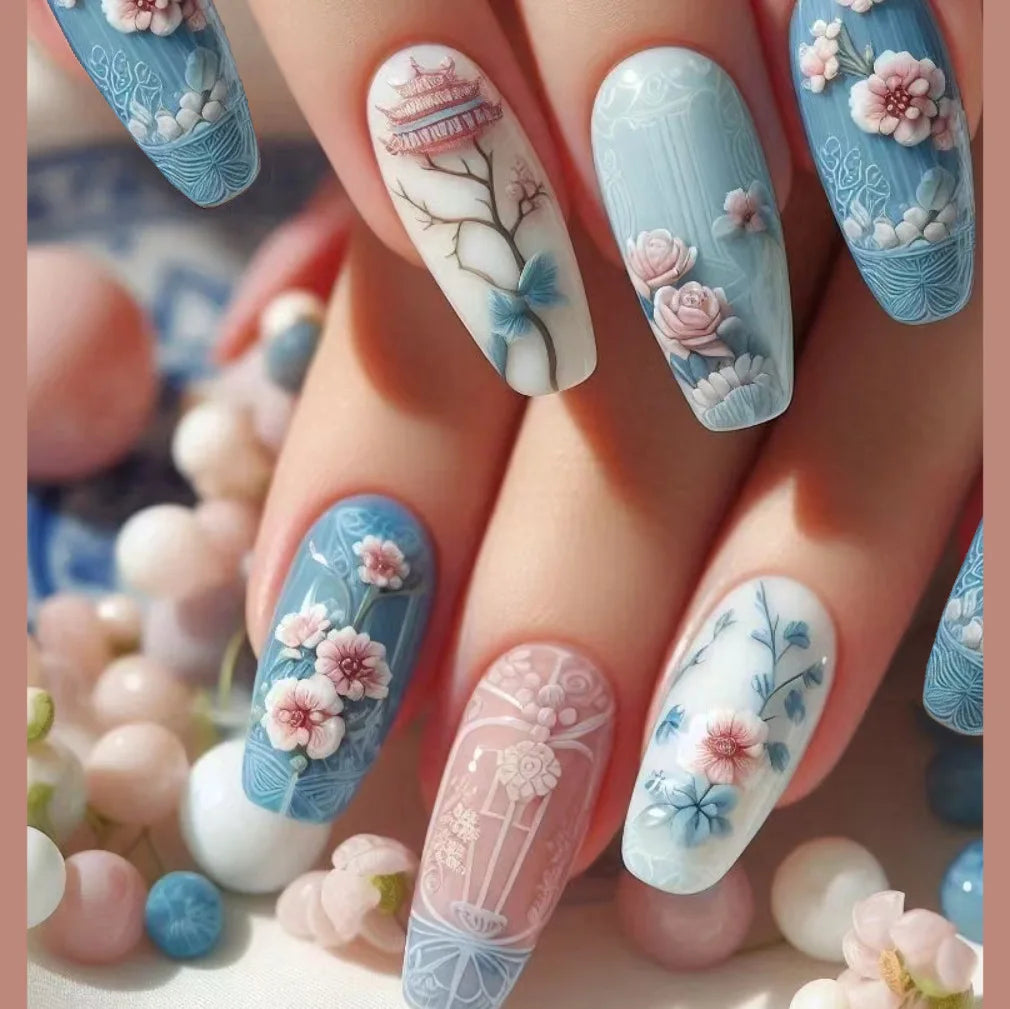 Spring Floral Press Nails