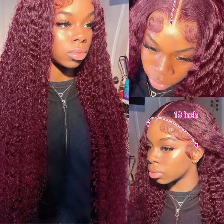 Curly Burgundy HD Lace Frontal Wig