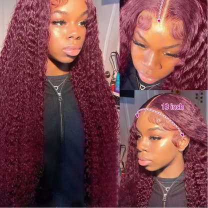 Curly Burgundy HD Lace Frontal Wig