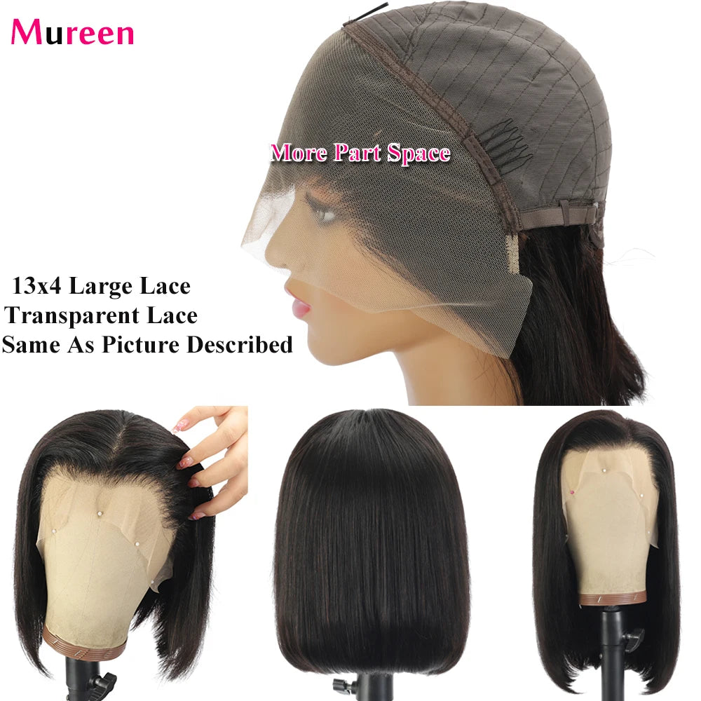 250% Density Straight Bob Wig – Transparent Lace Front, Mureen Hair