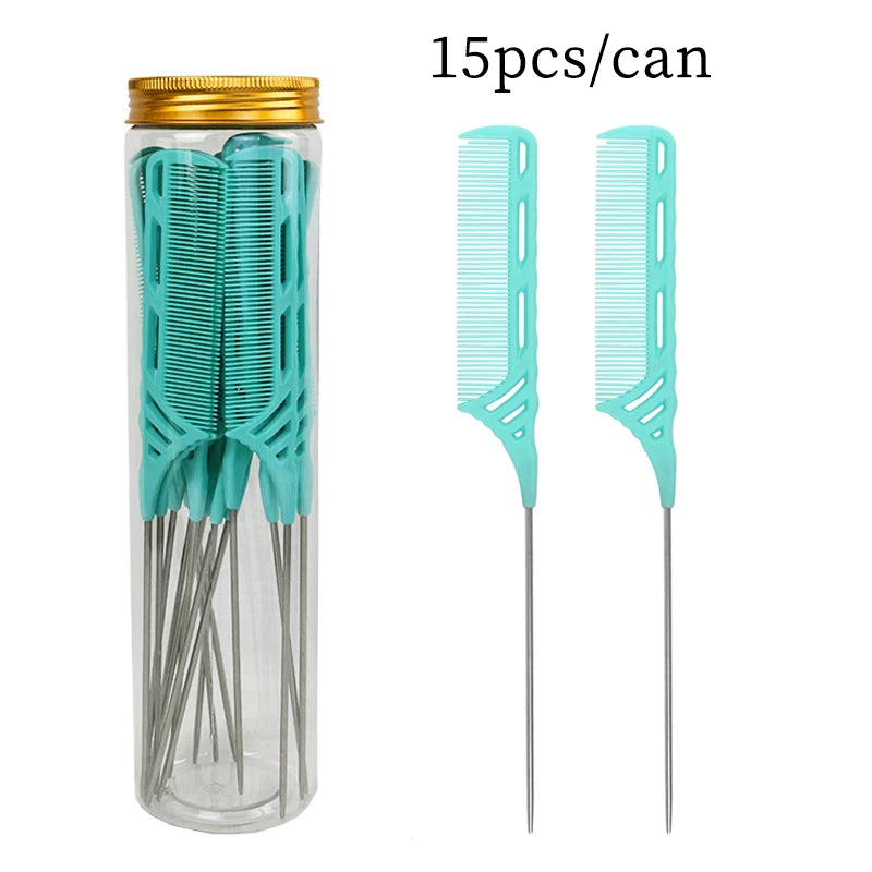 15pcs Candy Color Rat Tail Comb Set