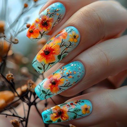 Spring Floral Press Nails