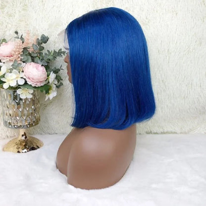 Dark Blue Short Bob Wig – Lace Front, Full and Voluminous